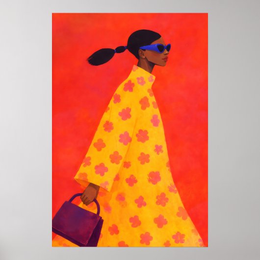 Kleurrijke Poster van Dappere Vrouw, Moderne Illus (Voorkant)