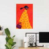 Kleurrijke Poster van Dappere Vrouw, Moderne Illus (Thuiskantoor)
