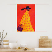 Kleurrijke Poster van Dappere Vrouw, Moderne Illus (Keuken)