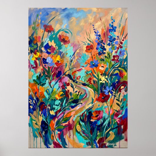 Kleurrijke Poster van Wilde Bloementuin (Voorkant)