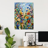 Kleurrijke Poster van Wilde Bloemenweide (Thuiskantoor)