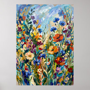 Kleurrijke Poster van Wilde Bloemenweide