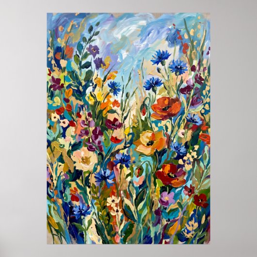 Kleurrijke Poster van Wilde Bloemenweide (Voorkant)