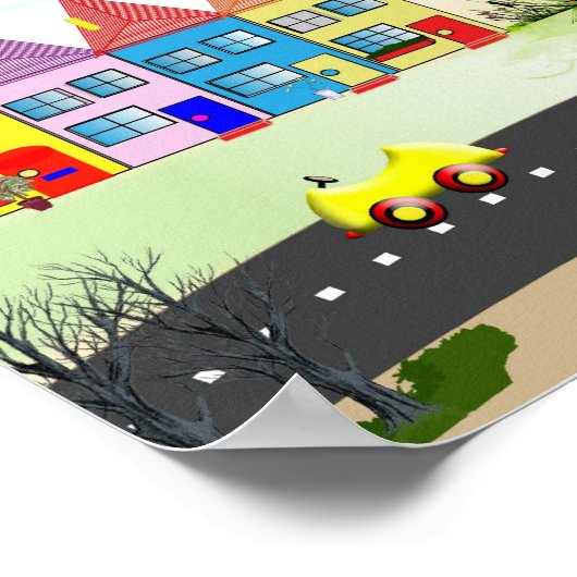 Kleurrijke Posterprint voor Kinderkamer met Cute H Poster (Hoek)