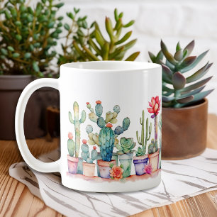 Kleurrijke potcactussen en vetplanten koffiemok