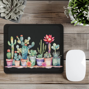 Kleurrijke potcactussen en vetplanten muismat