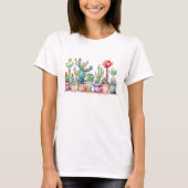 Kleurrijke potcactussen en vetplanten t-shirt (Voorkant)
