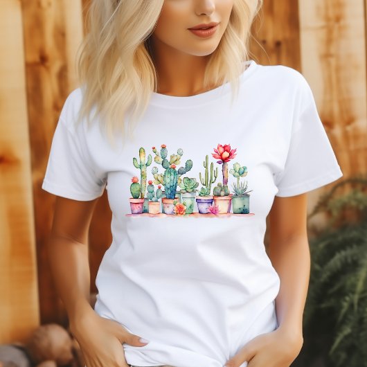 Kleurrijke potcactussen en vetplanten t-shirt