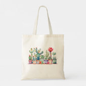 Kleurrijke potcactussen en vetplanten tote bag (Achterkant)
