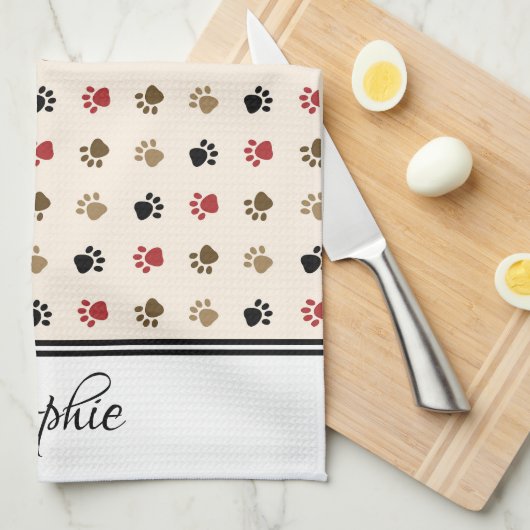 Kleurrijke poten gepersonaliseerd theedoek (Quarter Fold)