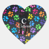 Kleurrijke poten hart sticker (Voorkant)