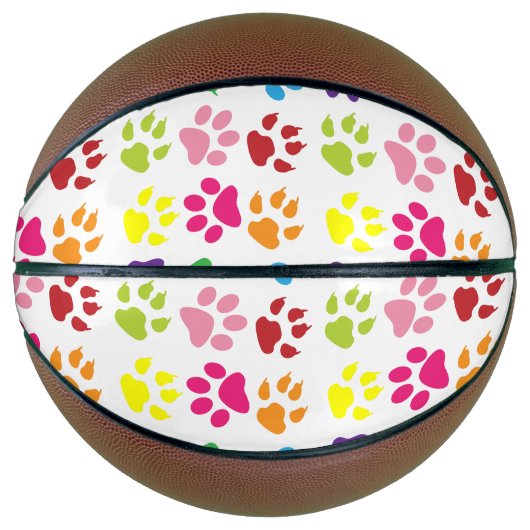 Kleurrijke poten, hondenpoten, kattenpoten basketbal (Voorkant)