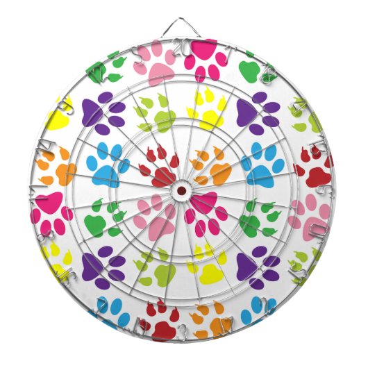 Kleurrijke poten, hondenpoten, kattenpoten dartbord (Voorkant)