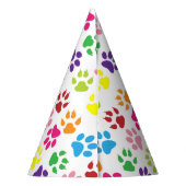 Kleurrijke poten, hondenpoten, kattenpoten feesthoedjes (Achterkant)