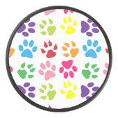 Kleurrijke poten, hondenpoten, kattenpoten hockey puck (Voorkant)