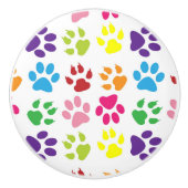 Kleurrijke poten, hondenpoten, kattenpoten keramische knop (Voorkant)