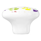 Kleurrijke poten, hondenpoten, kattenpoten keramische knop (Zijkant)