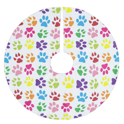 Kleurrijke poten, hondenpoten, kattenpoten kerstboom rok (Voorkant)