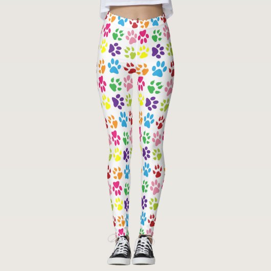 Kleurrijke poten, hondenpoten, kattenpoten leggings (Voorkant)