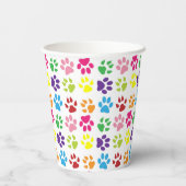 Kleurrijke poten, hondenpoten, kattenpoten papieren bekers (Achterkant)