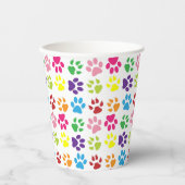 Kleurrijke poten, hondenpoten, kattenpoten papieren bekers (Voorkant)