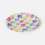 Kleurrijke poten, hondenpoten, kattenpoten papieren bordje (Gekanteld)