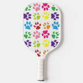 Kleurrijke poten, hondenpoten, kattenpoten pickleball paddle (Achterkant)