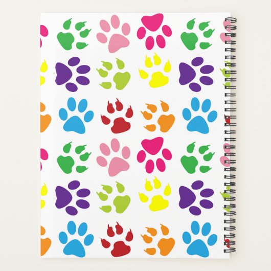 Kleurrijke poten, hondenpoten, kattenpoten planner (Achterkant)