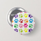 Kleurrijke poten, hondenpoten, kattenpoten ronde button 5,7 cm (Voorkant /achterkant)