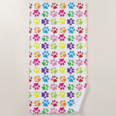 Kleurrijke poten, hondenpoten, kattenpoten strandlaken (Voorkant)