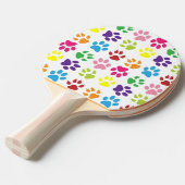 Kleurrijke poten, hondenpoten, kattenpoten tafeltennisbatje (Voorkant Gekanteld)