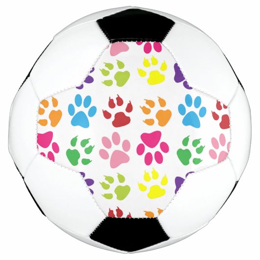 Kleurrijke poten, hondenpoten, kattenpoten voetbal (Voorkant)