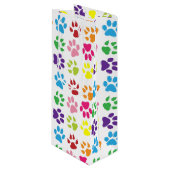 Kleurrijke poten, hondenpoten, kattenpoten wijn cadeautas (Voorkant Gekanteld)