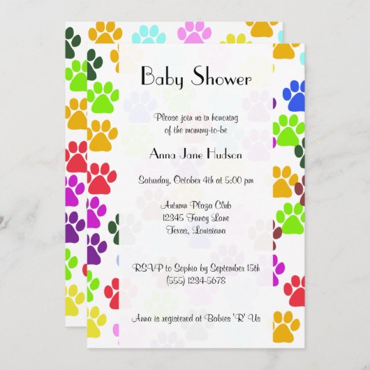 Kleurrijke poten, Paw Pattern, Dog Paws, Baby show Kaart (Voorkant / Achterkant)