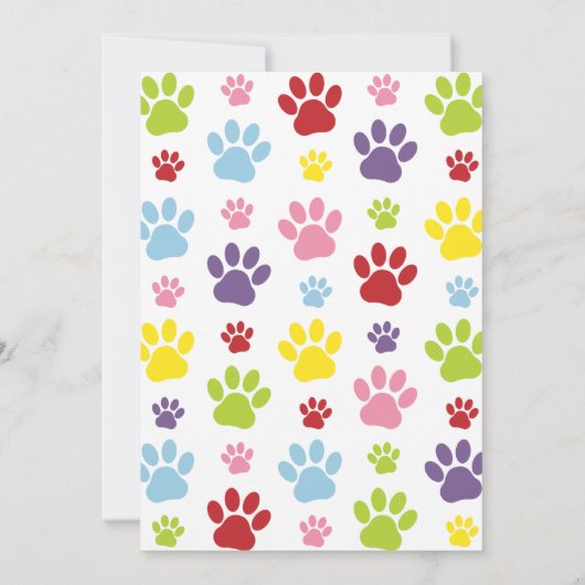 Kleurrijke poten, Paw Pattern, Dog Paws, Bat Mitzv Kaart (Achterkant)