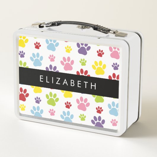 Kleurrijke poten, Paw Pattern, Dog Paws, Jouw naam (Achterkant)