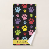 Kleurrijke poten, Paw Pattern, Dog Paws, Jouw naam Bad Handdoek (Handdoek)