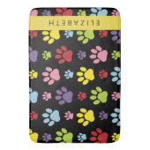 Kleurrijke poten, Paw Pattern, Dog Paws, Jouw naam Badmat (Voorkant Verticaal)
