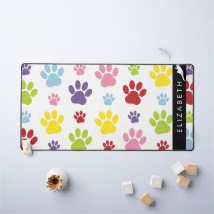 Kleurrijke poten, Paw Pattern, Dog Paws, Jouw naam Bureaumat