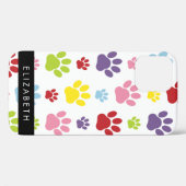 Kleurrijke poten, Paw Pattern, Dog Paws, Jouw naam Case-Mate iPhone Case (Achterkant (horizontaal))