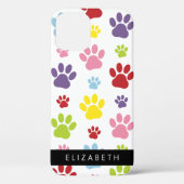 Kleurrijke poten, Paw Pattern, Dog Paws, Jouw naam Case-Mate iPhone Case (Achterkant)
