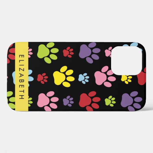 Kleurrijke poten, Paw Pattern, Dog Paws, Jouw naam Case-Mate iPhone Case (Achterkant (horizontaal))