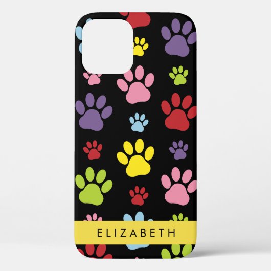 Kleurrijke poten, Paw Pattern, Dog Paws, Jouw naam Case-Mate iPhone Case (Achterkant)
