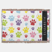 Kleurrijke poten, Paw Pattern, Dog Paws, Jouw naam Deken (Voorkant)