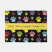 Kleurrijke poten, Paw Pattern, Dog Paws, Jouw naam Deurmat (Voorkant)