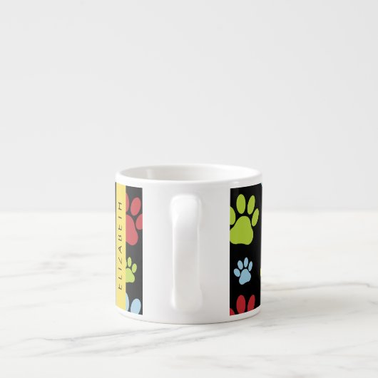 Kleurrijke poten, Paw Pattern, Dog Paws, Jouw naam Espresso Kop (Achterkant)