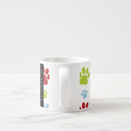 Kleurrijke poten, Paw Pattern, Dog Paws, Jouw naam Espresso Kop (Achterkant)