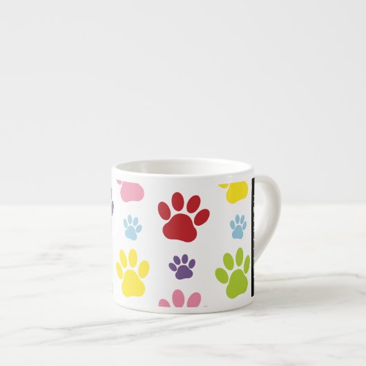 Kleurrijke poten, Paw Pattern, Dog Paws, Jouw naam Espresso Kop (Voorkant rechts)