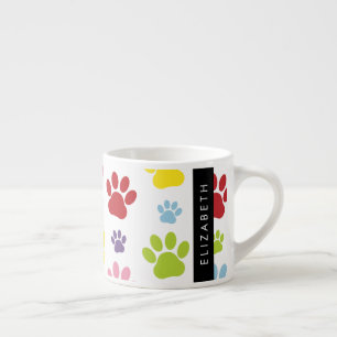 Kleurrijke poten, Paw Pattern, Dog Paws, Jouw naam Espresso Kop