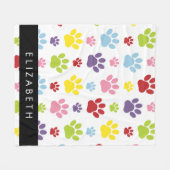 Kleurrijke poten, Paw Pattern, Dog Paws, Jouw naam Fleece Deken (Voorkant (Horizontaal))